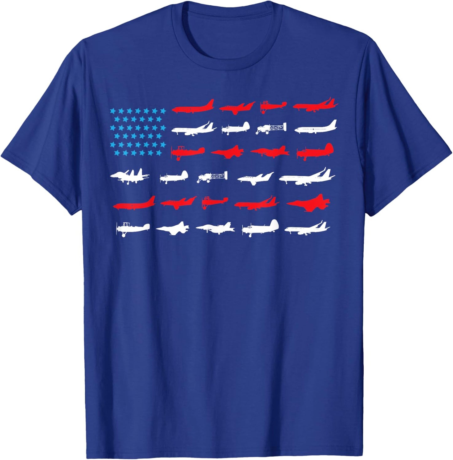 Pilot Shirt, Airplanes As American Flag, Plane Aviation T-Shirt - T-Shirt | Royal