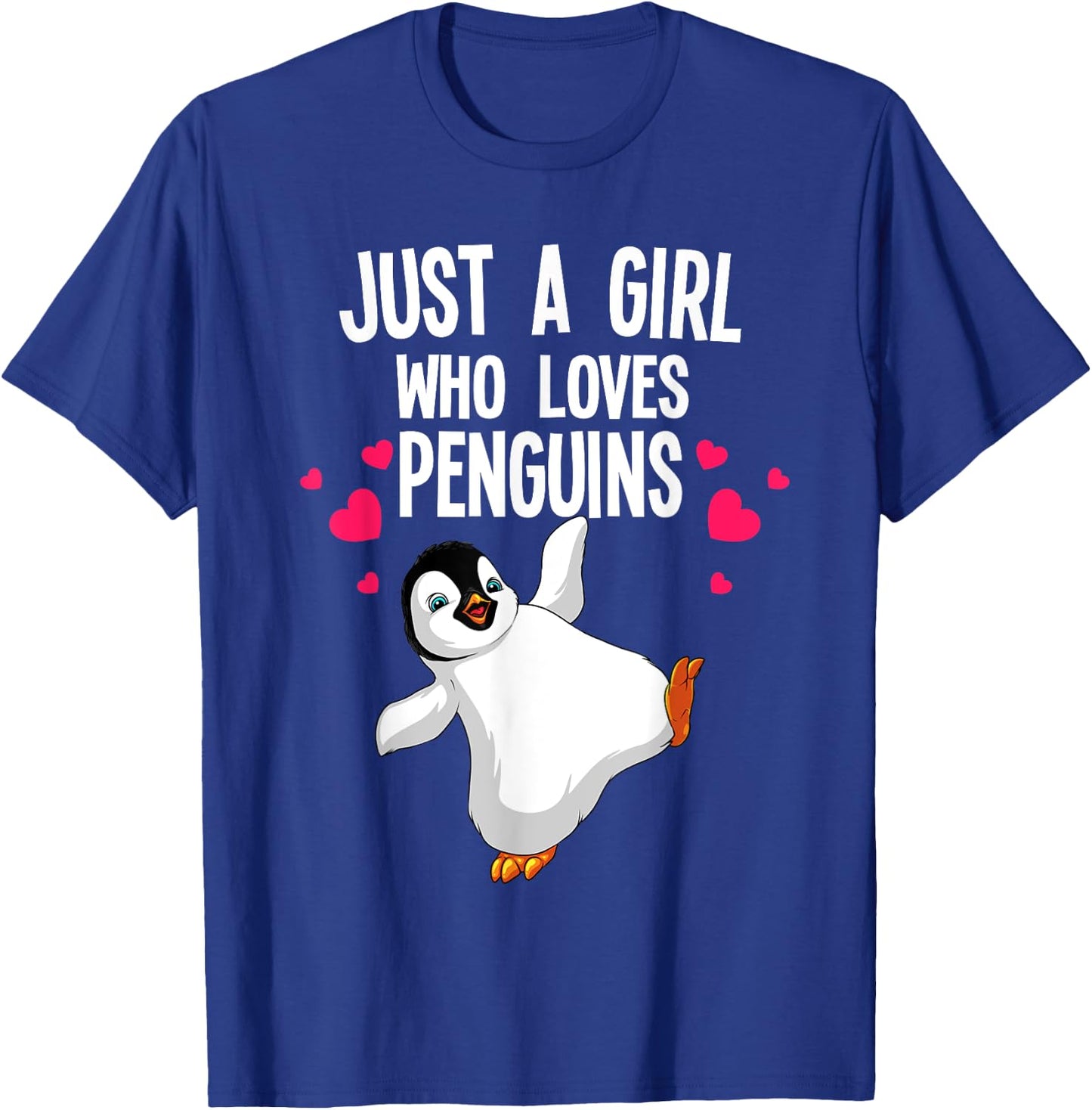 Funny Penguin Design Girls Kids Aquatic Bird Lover T-Shirt - T-Shirt | Royal