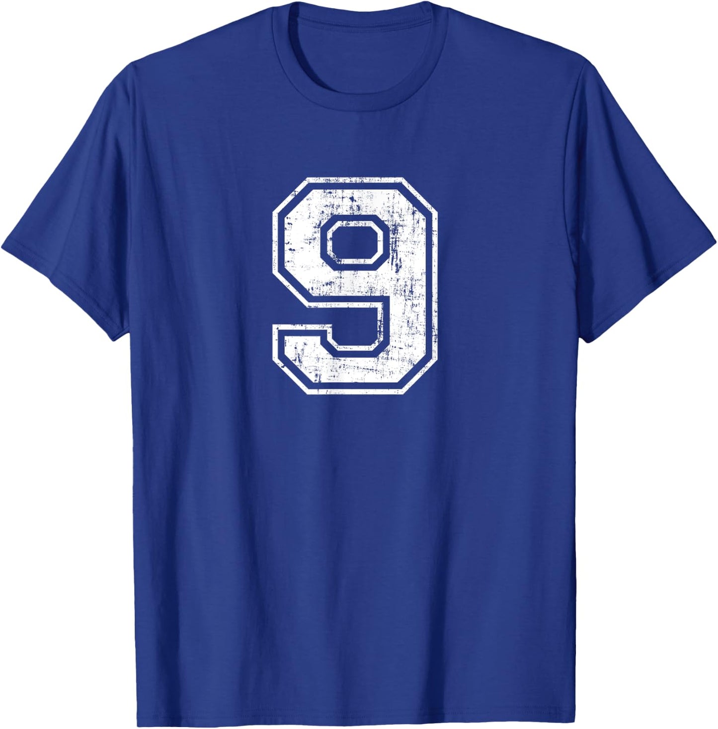 Number 9 Nine Distressed Vintage Sports Training Practice T-Shirt - T-Shirt | Royal