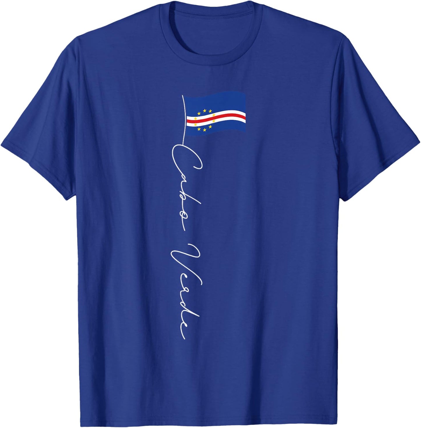 Family Heritage Gifts Cabo Verde Signature Flag Pole Patriotic Cape Verdean Flag T-Shirt - T-Shirt | Royal