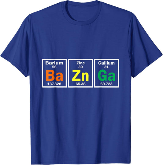 BA ZN GA Periodic Table Chemical Laboratory Chemists MTLA T-Shirt - T-Shirt | Royal