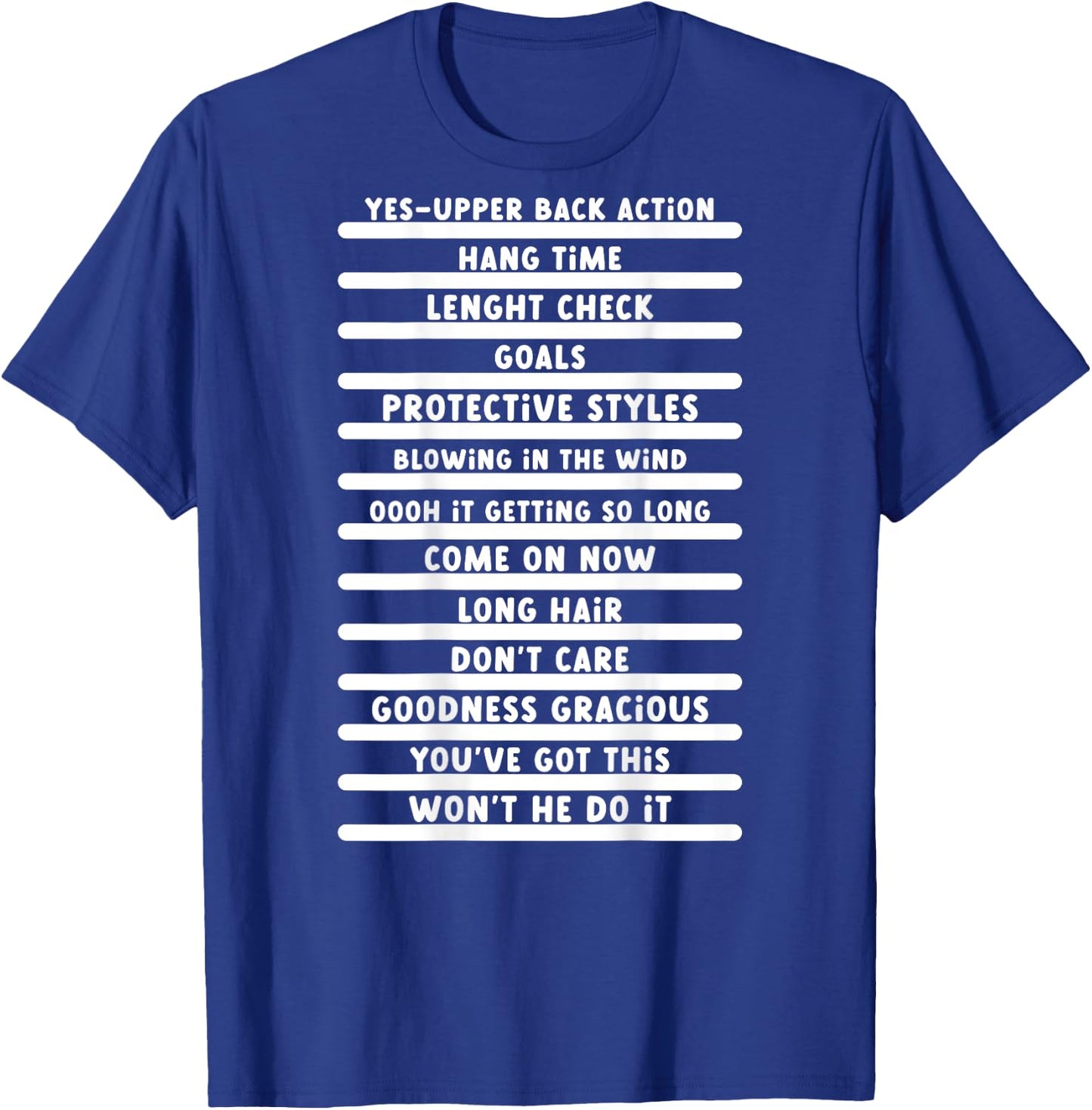 Track Your Long Natural Hair - Length Check Hair Backprint T-Shirt - T-Shirt | Royal