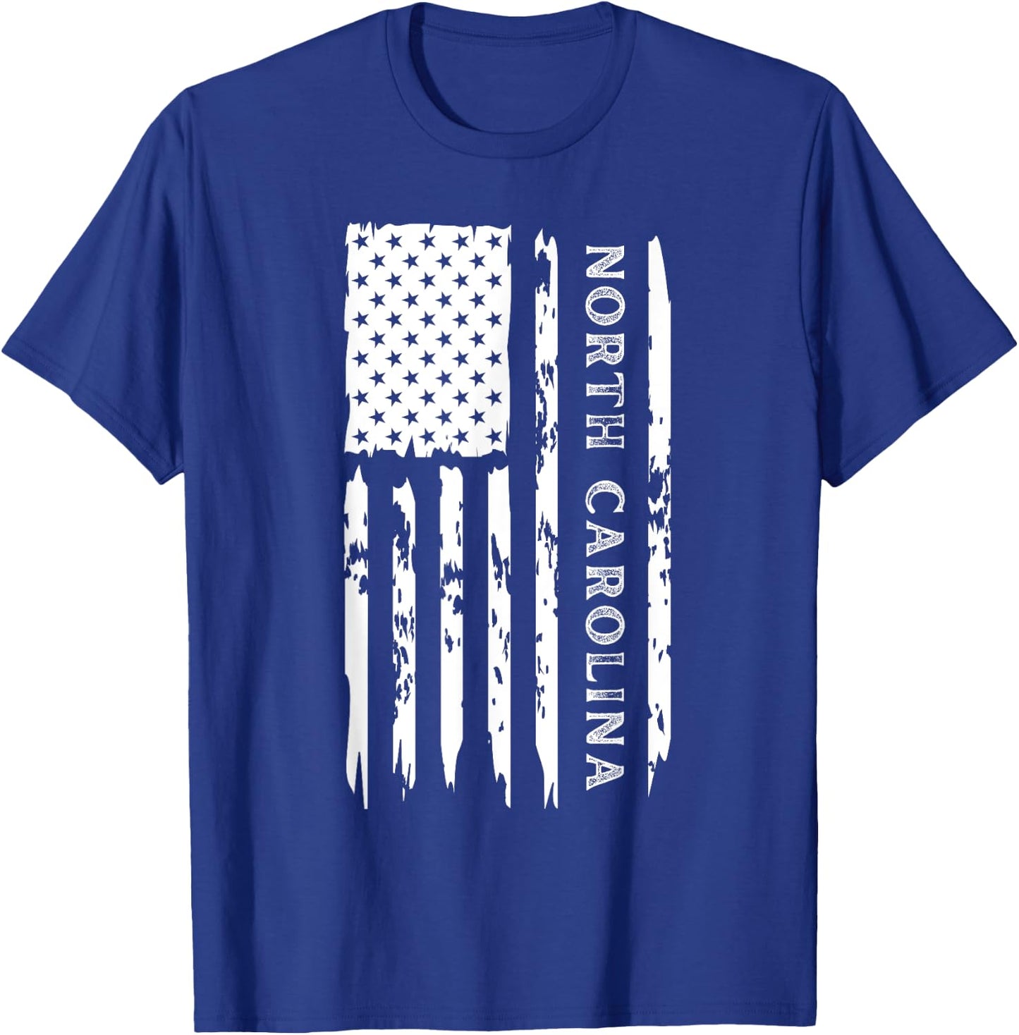 I Love North Carolina NC State City American Flag 4th July T-Shirt - T-Shirt | Royal