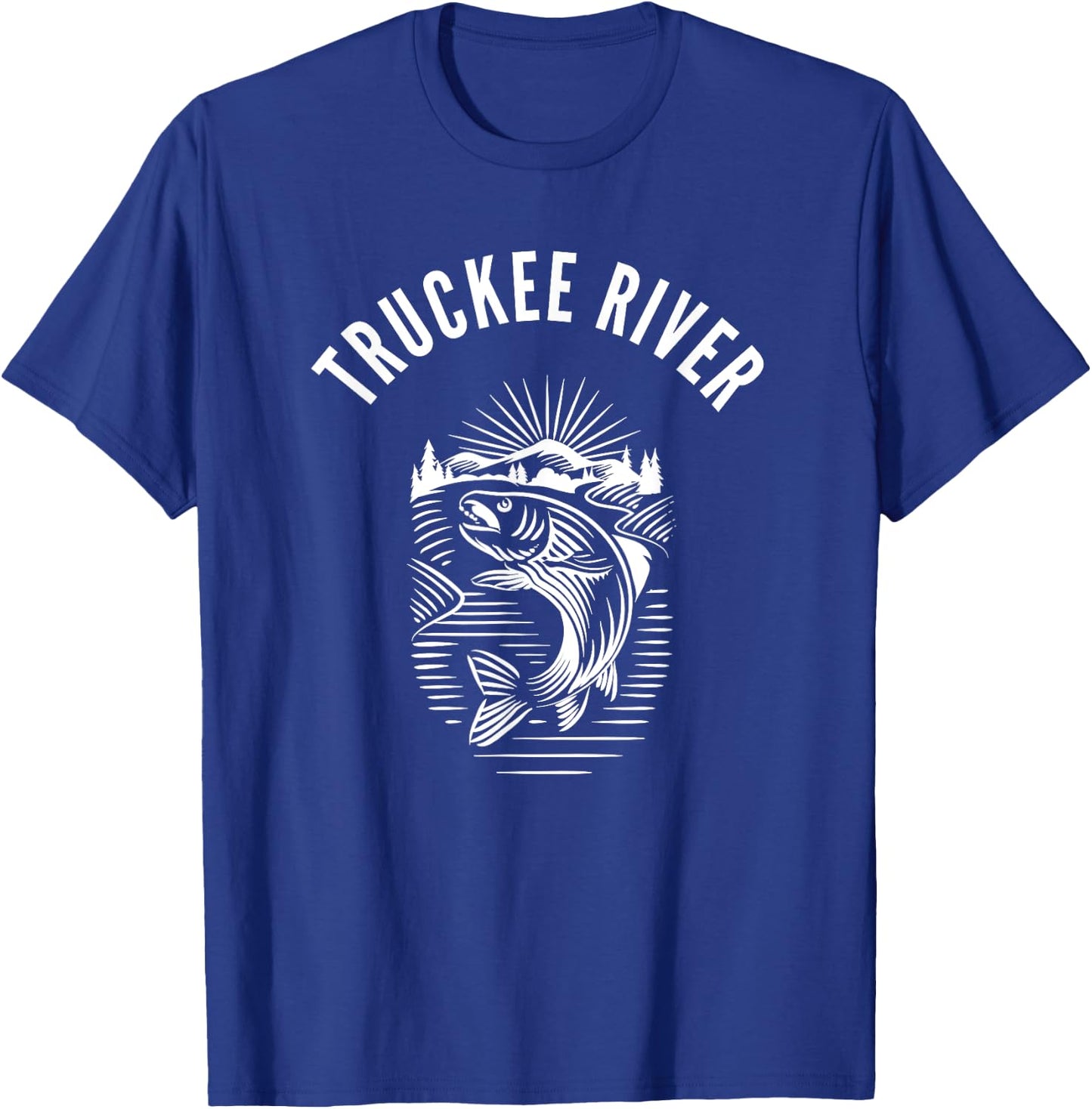 Truckee River California fishing fly fishing retro T-Shirt - T-Shirt | Royal