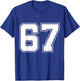 Number 67 Big Bold Capital Varsity Alphabet Monogram T-Shirt - T-Shirt | Royal