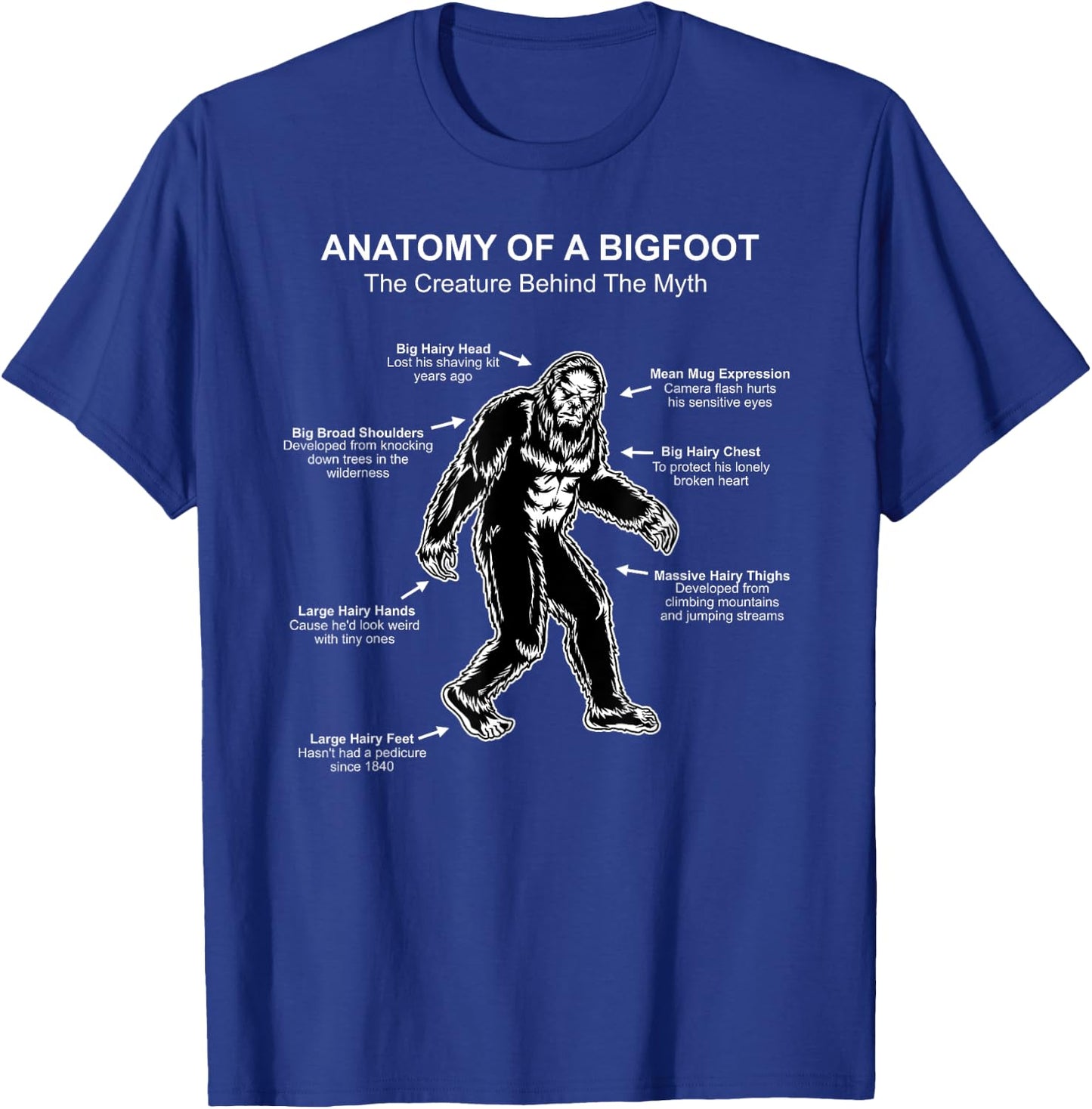 Bigfoot for Science Lovers: Anatomy of A Bigfoot T-Shirt - T-Shirt | Royal