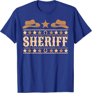 Cowboy Western Outfit Sheriff Costume Men Boys Kids Sheriff T-Shirt - T-Shirt | Royal