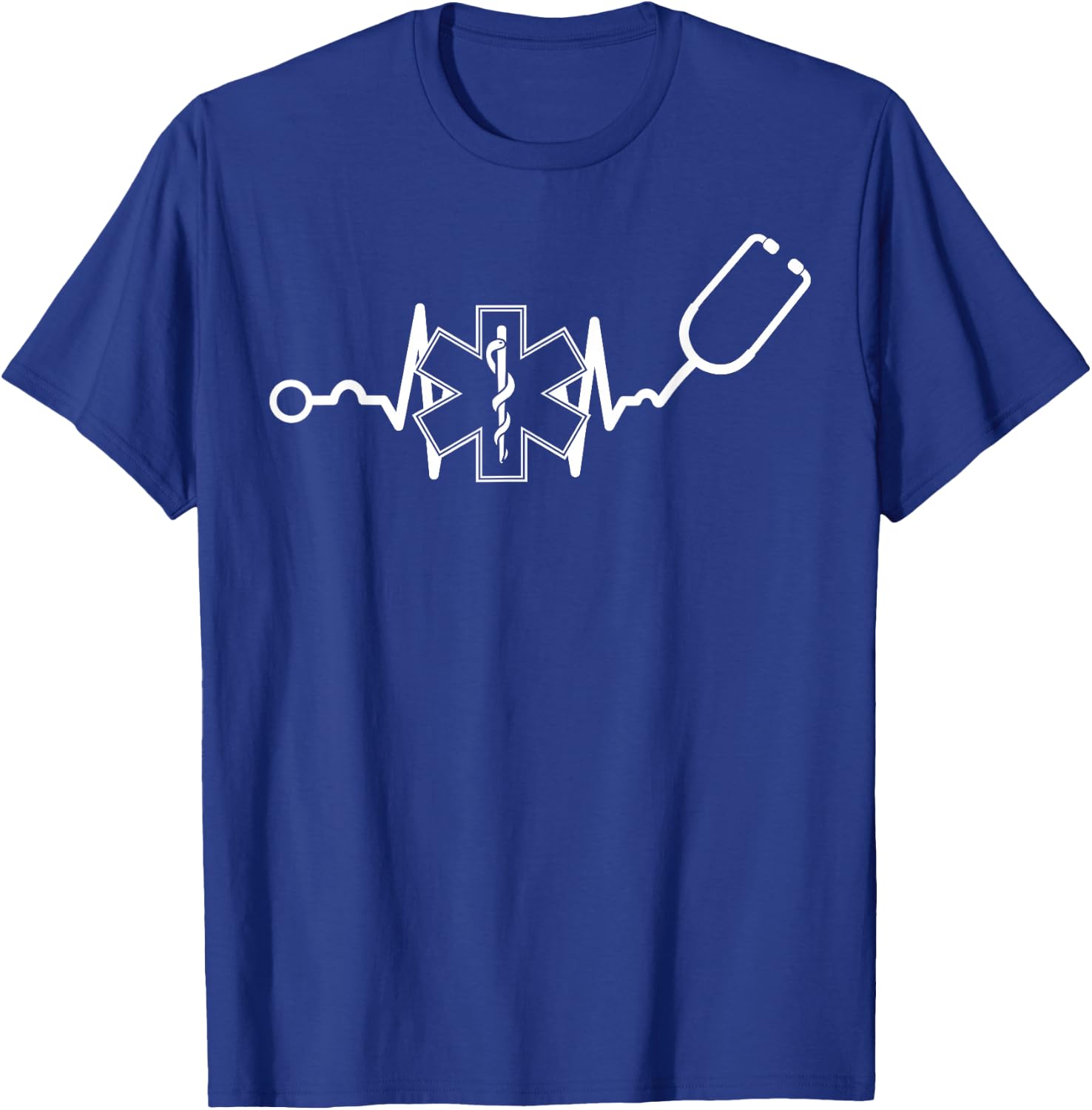 EMT Heartbeat Medical Worker First Responder Health Worker T-Shirt - T-Shirt | Royal