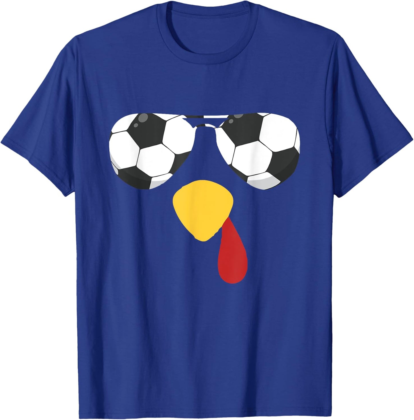 Cool Turkey Face With Soccer Sunglasses Thanksgiving T-Shirt - T-Shirt | Royal