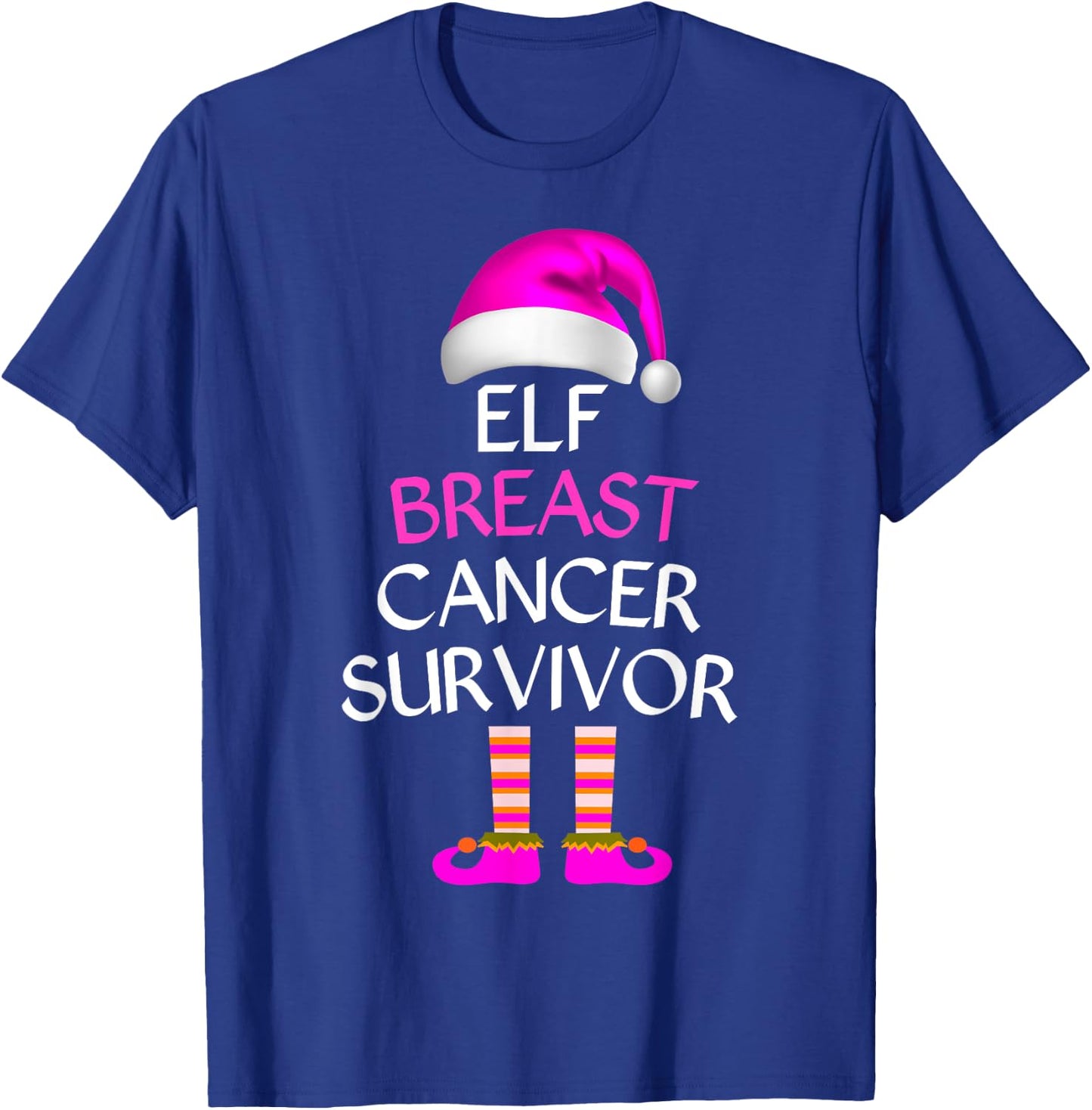 Survivor Breast Cancer Awareness Elf Breast Cancer Awareness T-Shirt - T-Shirt | Royal