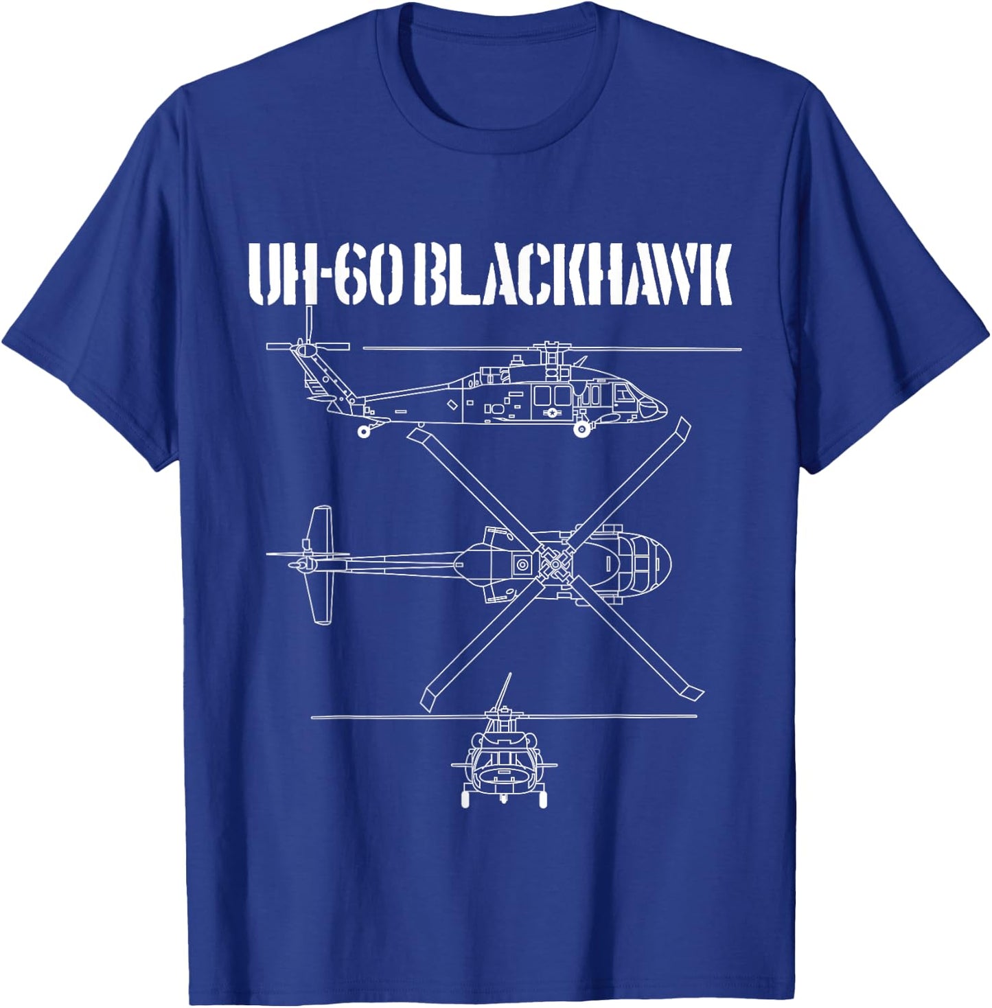 Blackhawk Schematic Military Helicopter UH-60 Blackhawk T-Shirt - T-Shirt | Royal