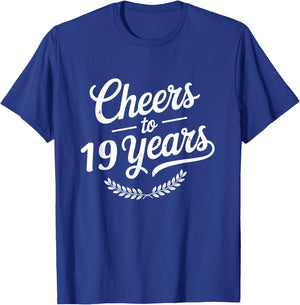 Cheers To 19 Years 19th Birthday 19th Anniversary T-Shirt - T-Shirt | Royal