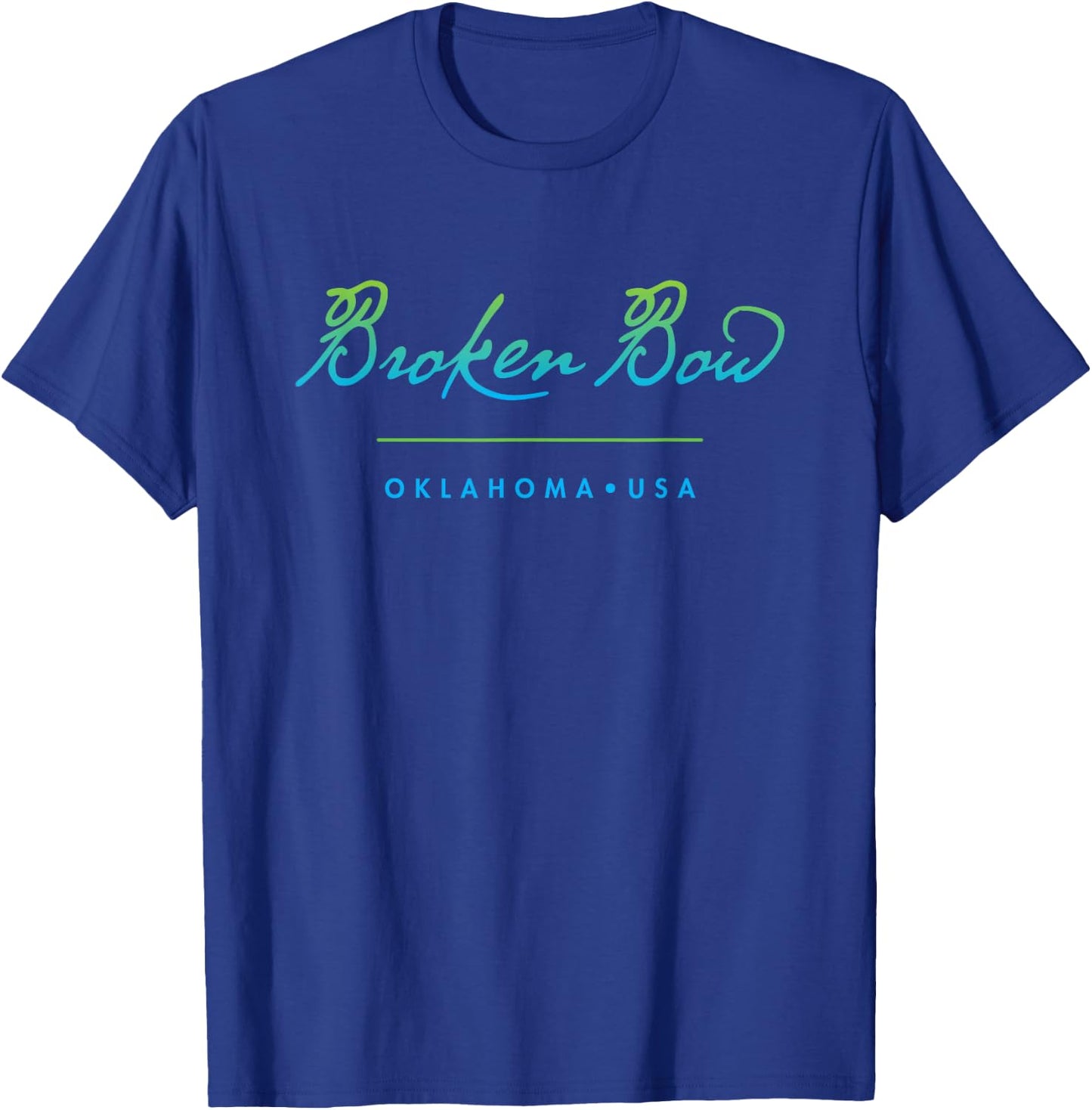 Broken Bow Oklahoma Typographic Design T-Shirt - T-Shirt | Royal