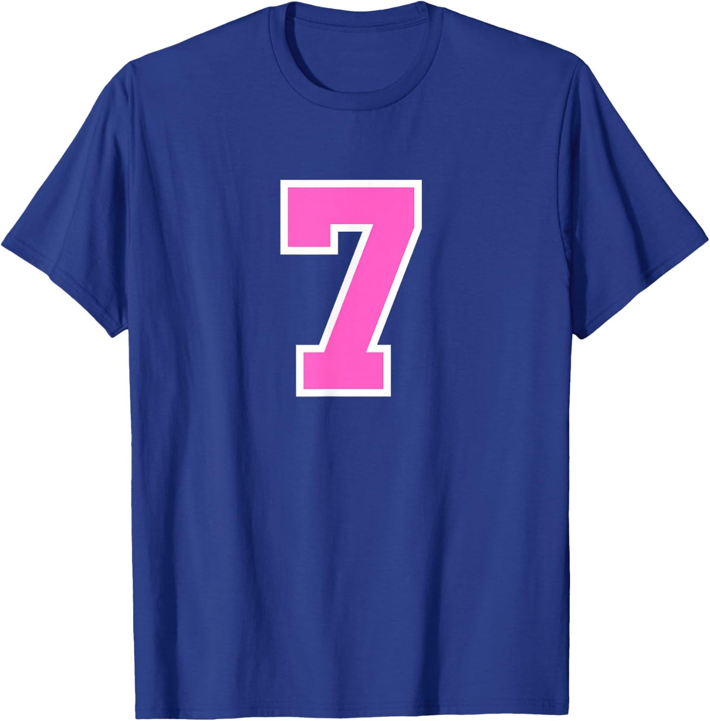 Pink Sports Team Number #7 T-Shirt - T-Shirt | Royal