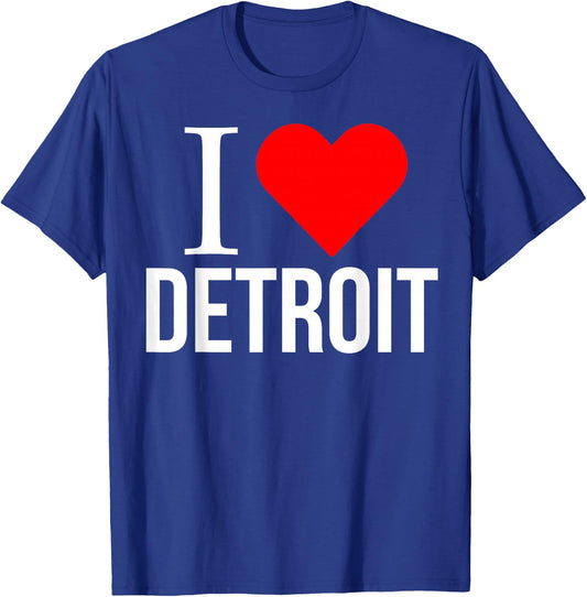 I Love Detroit Red Heart T-Shirt - T-Shirt | Royal