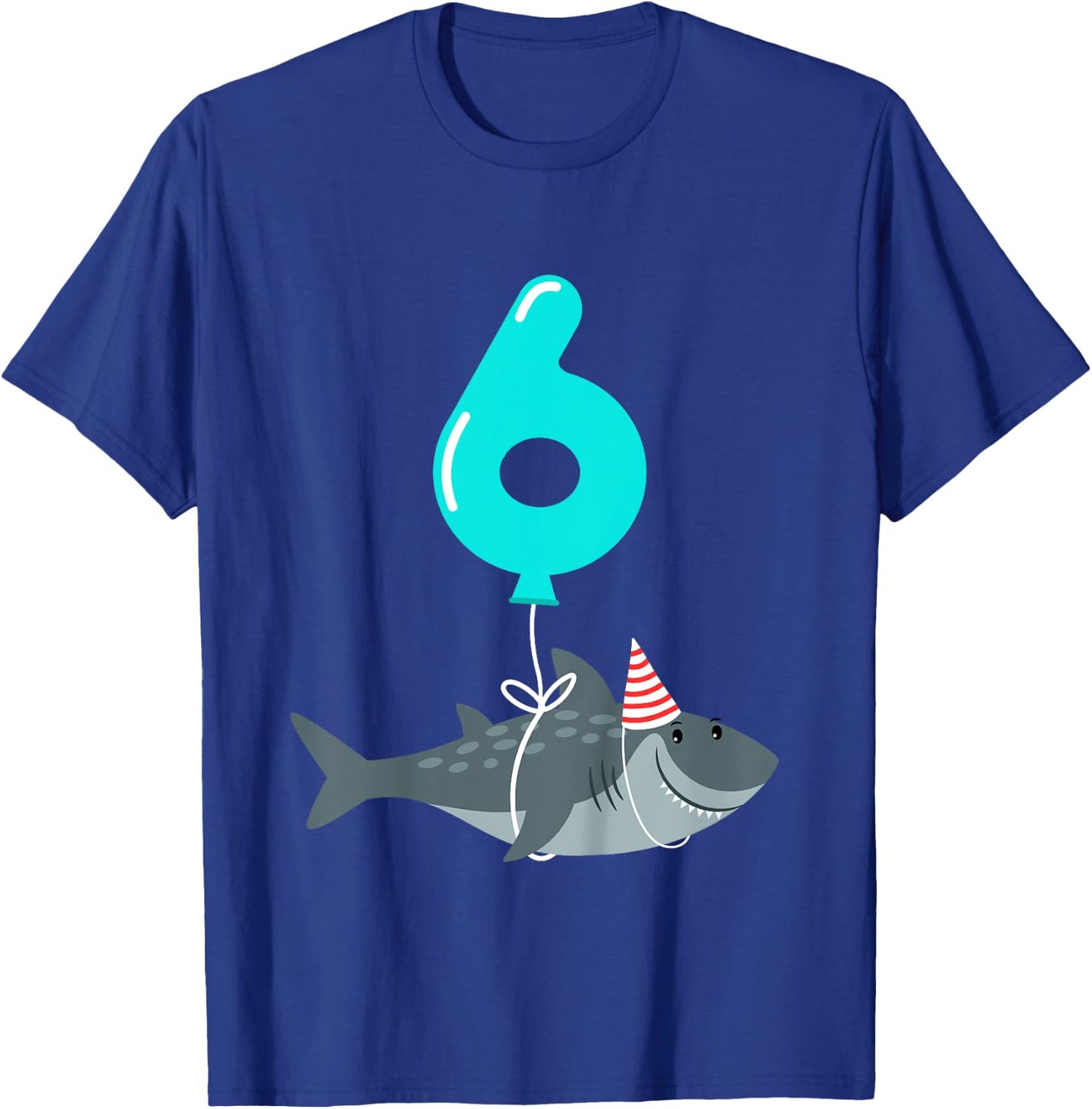 6th Birthday Shark Shirt | Cute 6 Year Old Shark Gift Shirt T-Shirt - T-Shirt | Royal