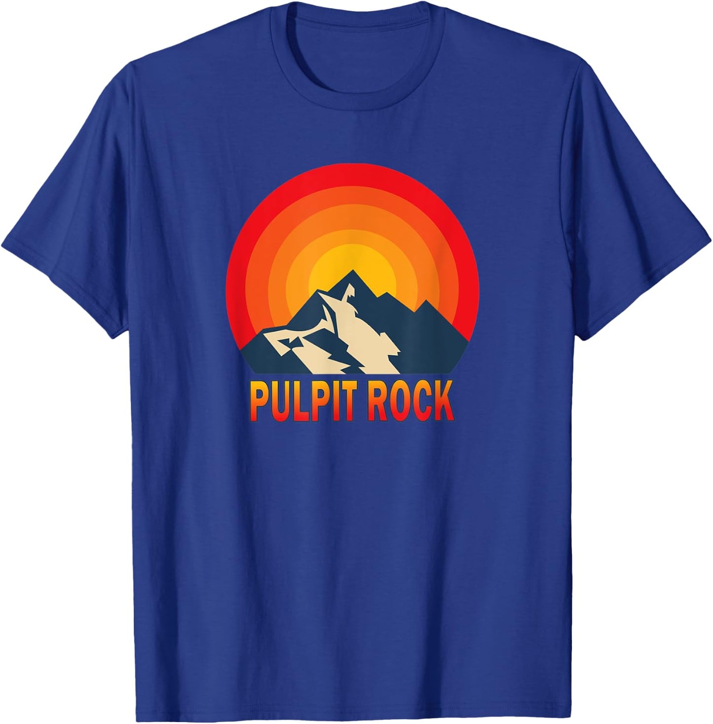 Pulpit Rock Mountains Retro Sun T-Shirt - T-Shirt | Royal