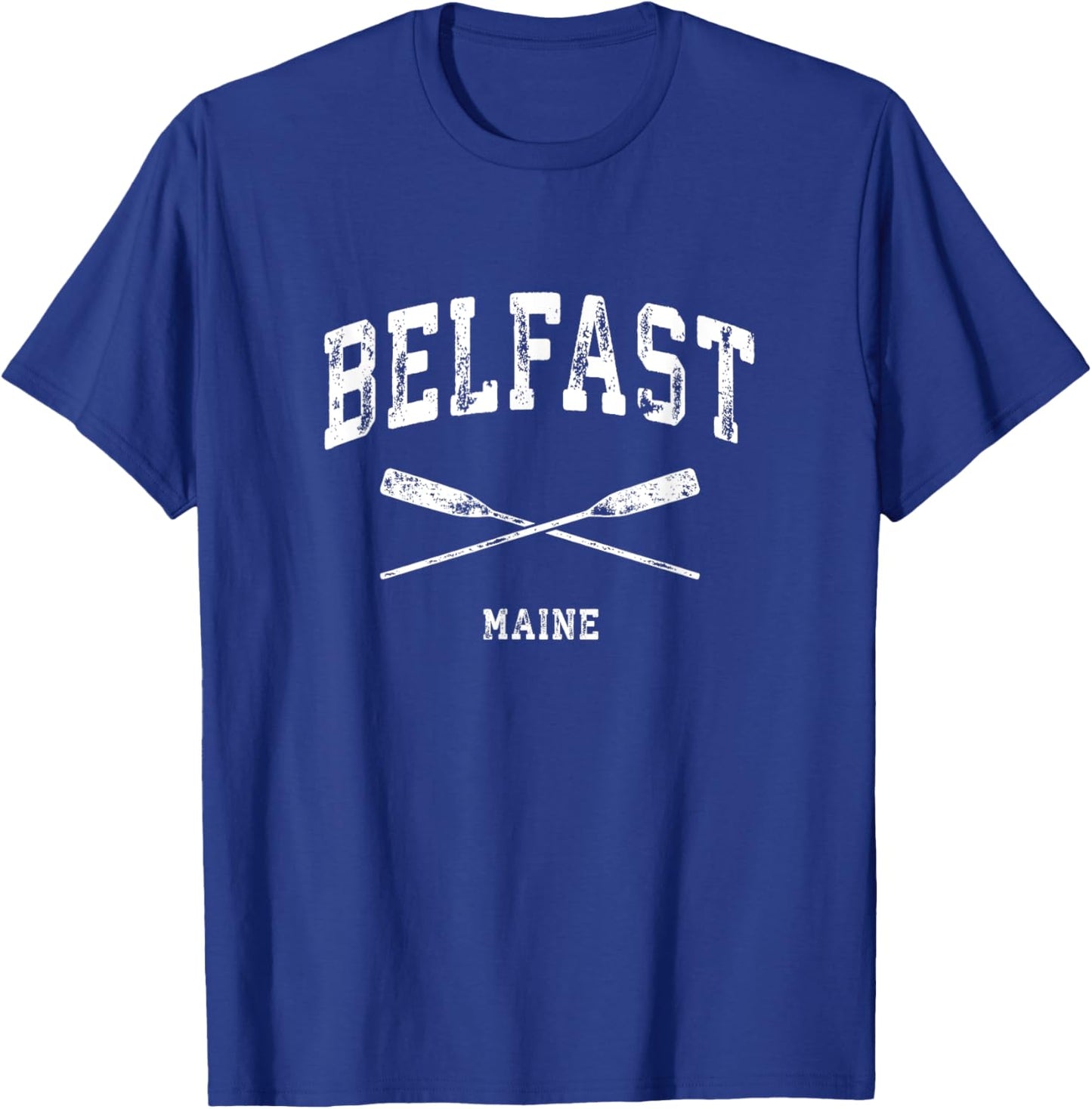 Belfast Maine Vintage Nautical Crossed Oars T-Shirt - T-Shirt | Royal