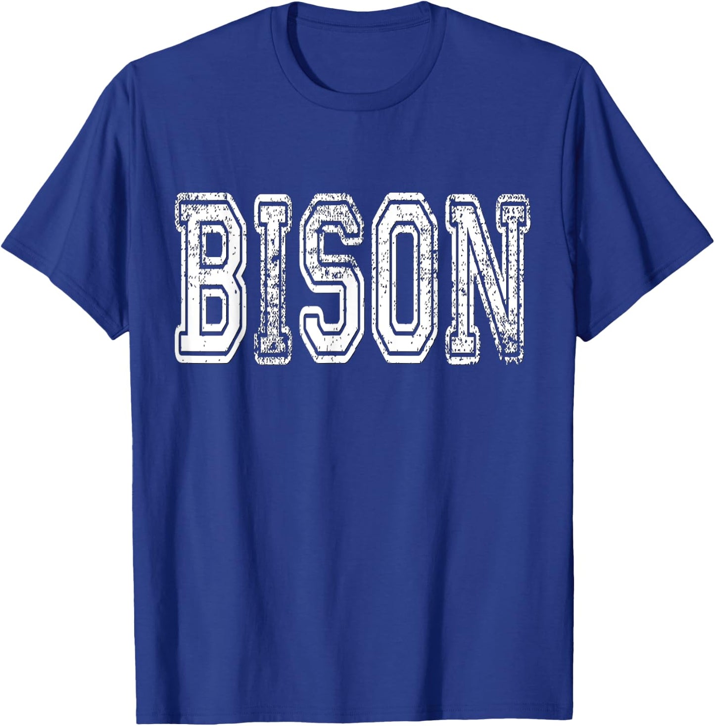 Bison Mascot Distressed Vintage School Sports Name Fans T-Shirt - T-Shirt | Royal