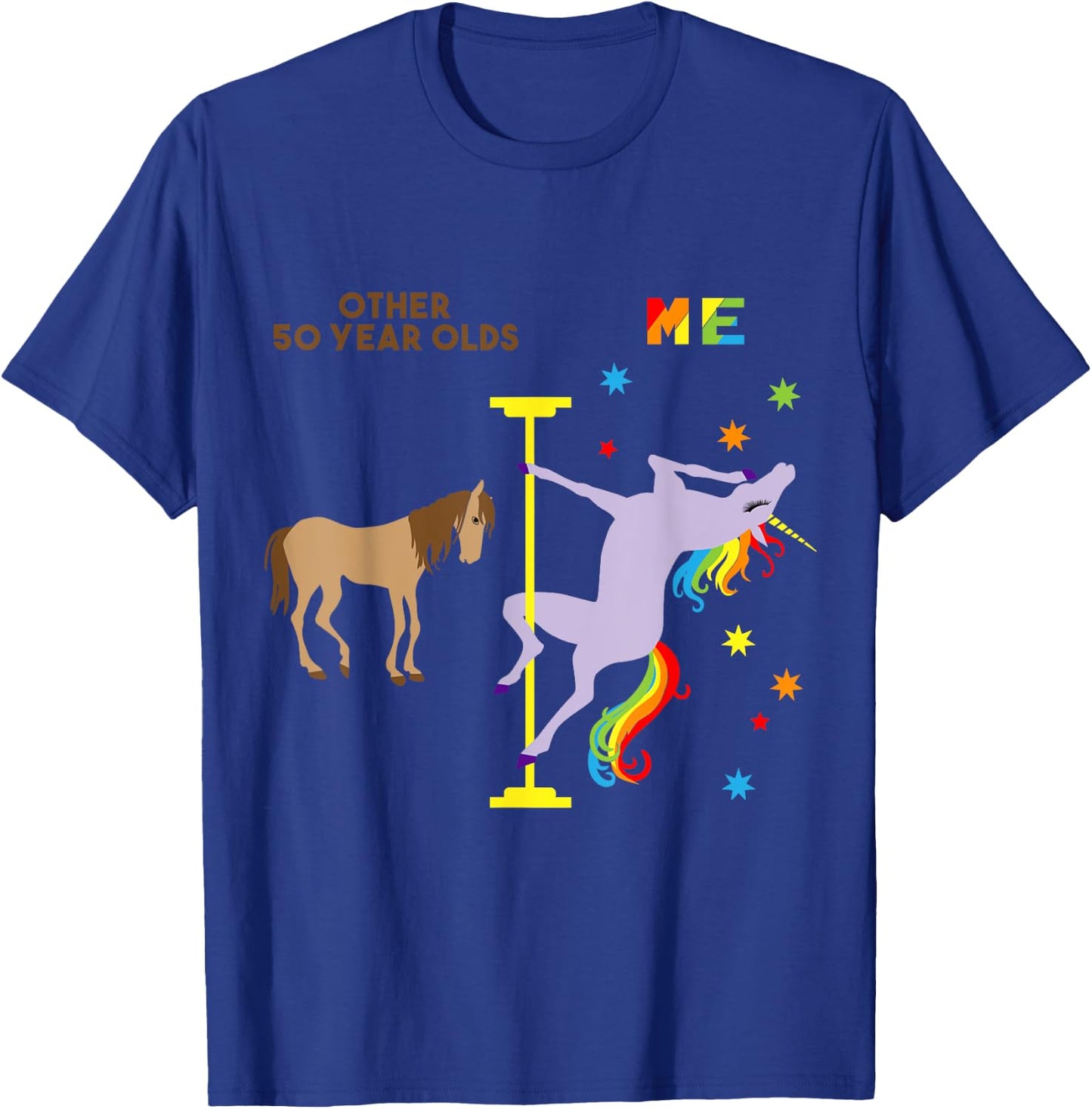 Funny 50th Birthday Gift Rainbow Unicorn 50 Years Old T-Shirt - T-Shirt | Royal