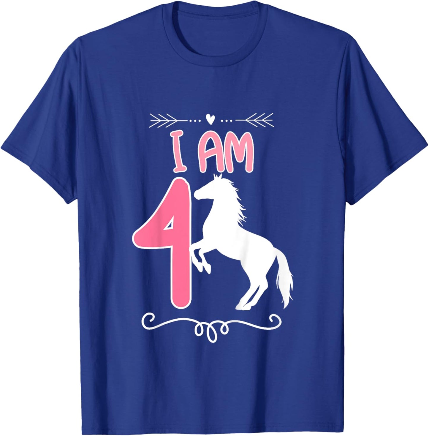 Horse Birthday Shirt 4 Years Old Birthday Outfit Girls T-Shirt - T-Shirt | Royal