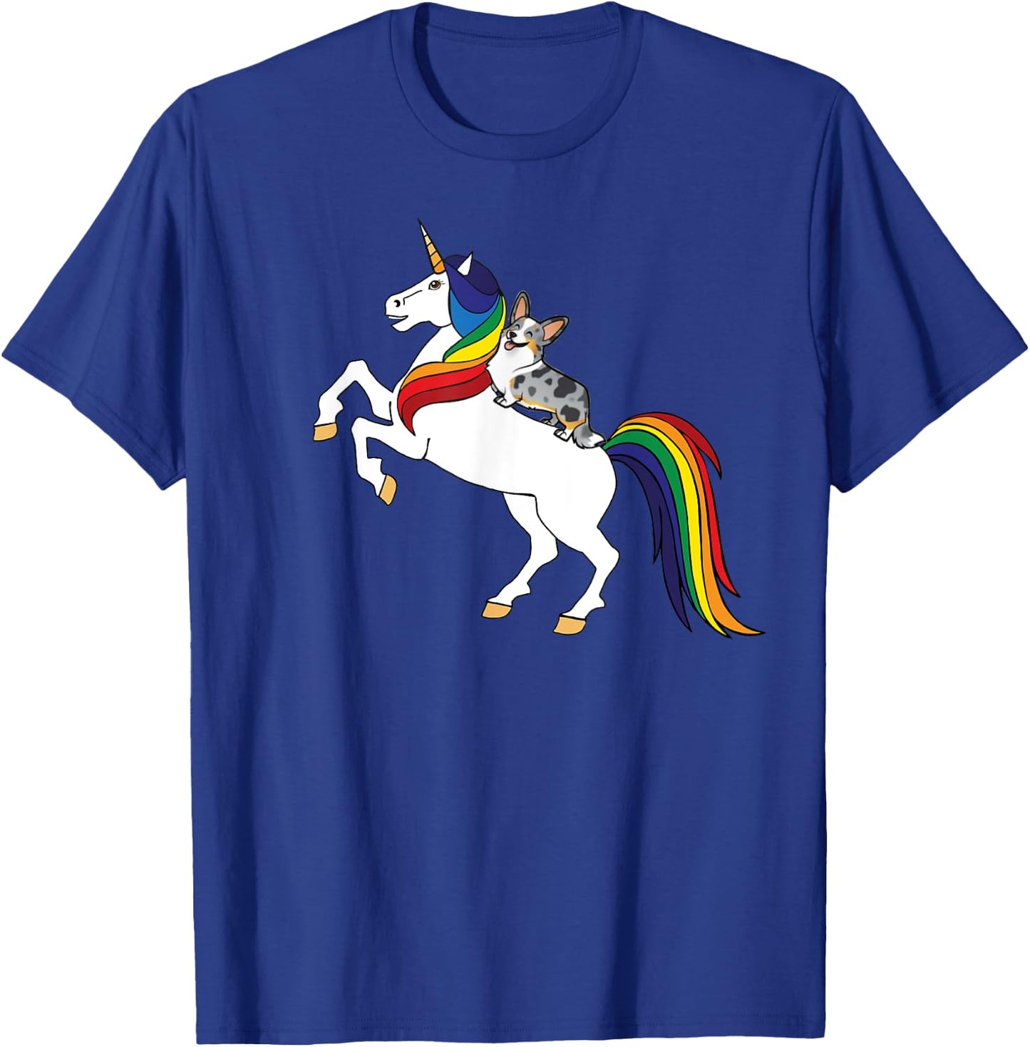 Funny Kawaii Kids Unicorn Cardigan Blue Merle Corgi Lover T-Shirt - T-Shirt | Royal