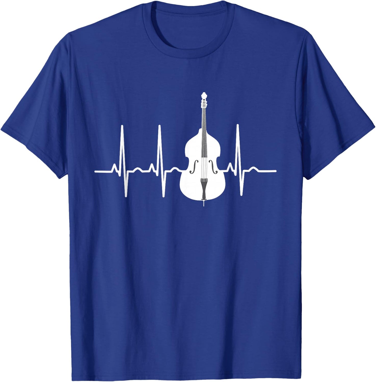Double Bass Player ECG Heartbeat Bassist Musicians Instrument T-Shirt - T-Shirt | Royal