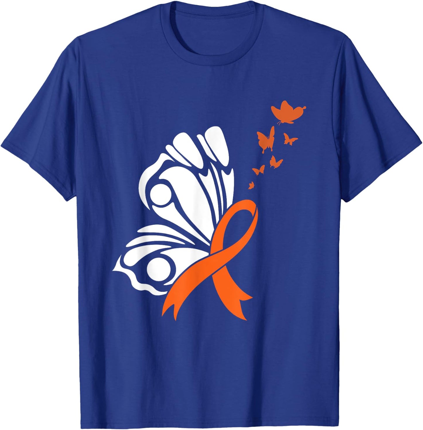 Butterfly Blood Cancer Awareness Leukemia Orange Ribbon Hope T-Shirt - T-Shirt | Royal