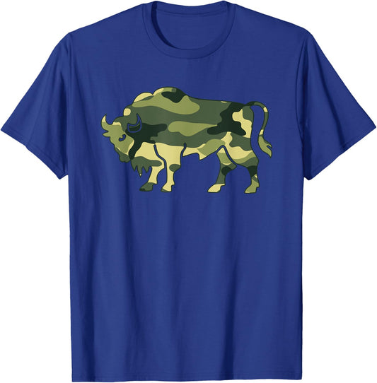Military Gaur Camo Men Print US Indian bison Ox Veteran Gift T-Shirt - T-Shirt | Royal