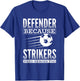 Defender Strikers Need Heroes Sports Football Ball Soccer T-Shirt - T-Shirt | Royal