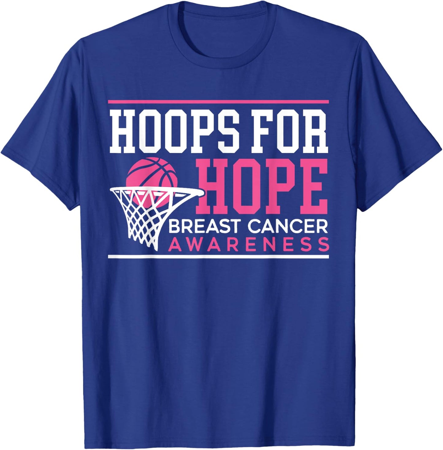 Hoops For Hope Basketball Player Breast Cancer Awareness T-Shirt - T-Shirt | Royal