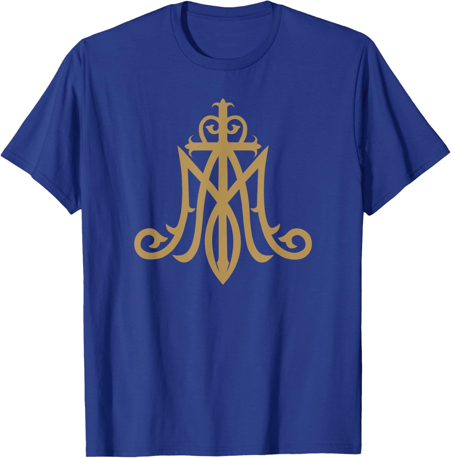 Virgin Mary Insignia Ave Maria Monogram Catholic T-Shirt - T-Shirt | Royal