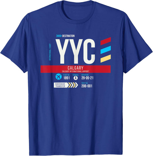 Vintage Calgary YYC Airport Code Travel Day Retro Air Travel T-Shirt - T-Shirt | Royal