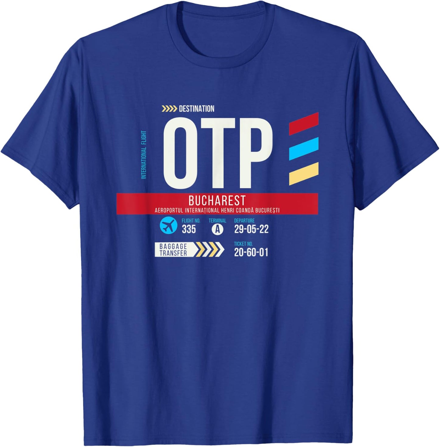 Vintage Bucharest OTP Airport Code Retro Travel Day Romania T-Shirt - T-Shirt | Royal