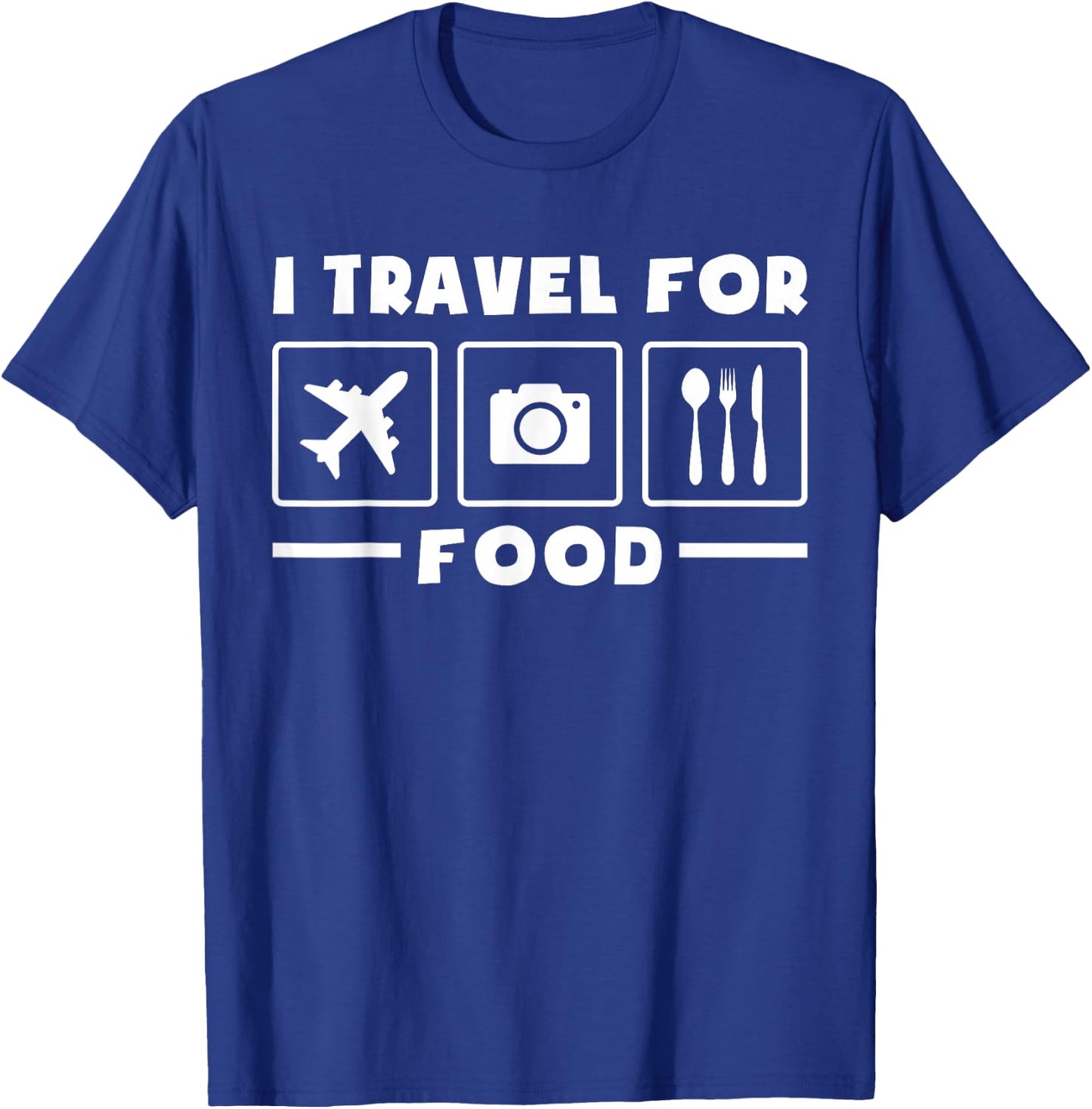 Traveler Flight Vacation Trip I Travel For Food Watercolor T-Shirt - T-Shirt | Royal
