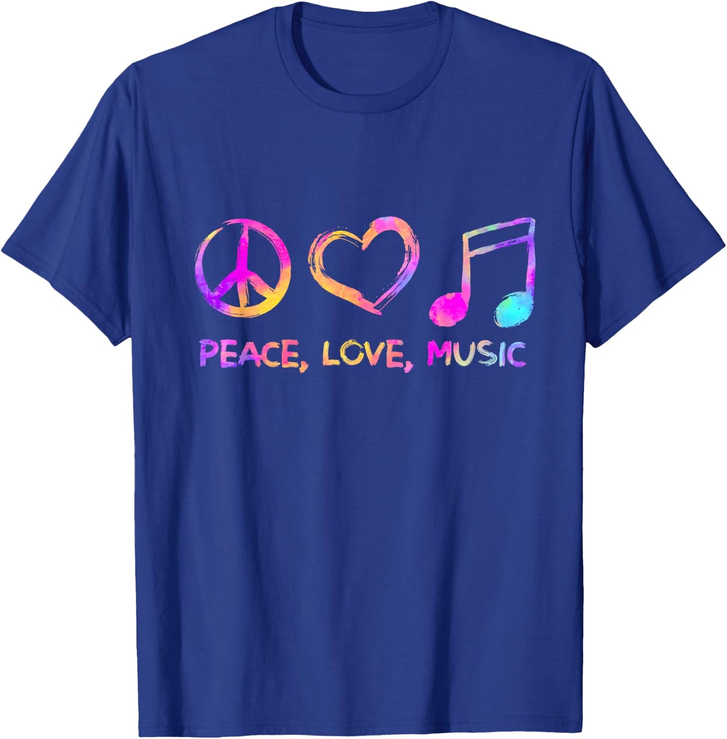 Peace Love Music Hippie T-Shirt - T-Shirt | Royal