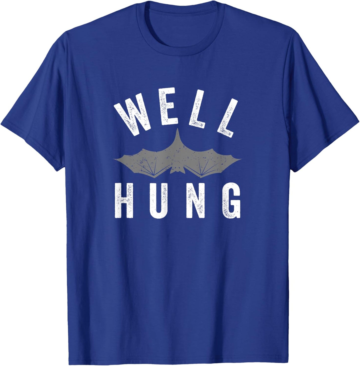 Well Hung, Funny Hanging Upside Down Bat Offensive Halloween T-Shirt - T-Shirt | Royal