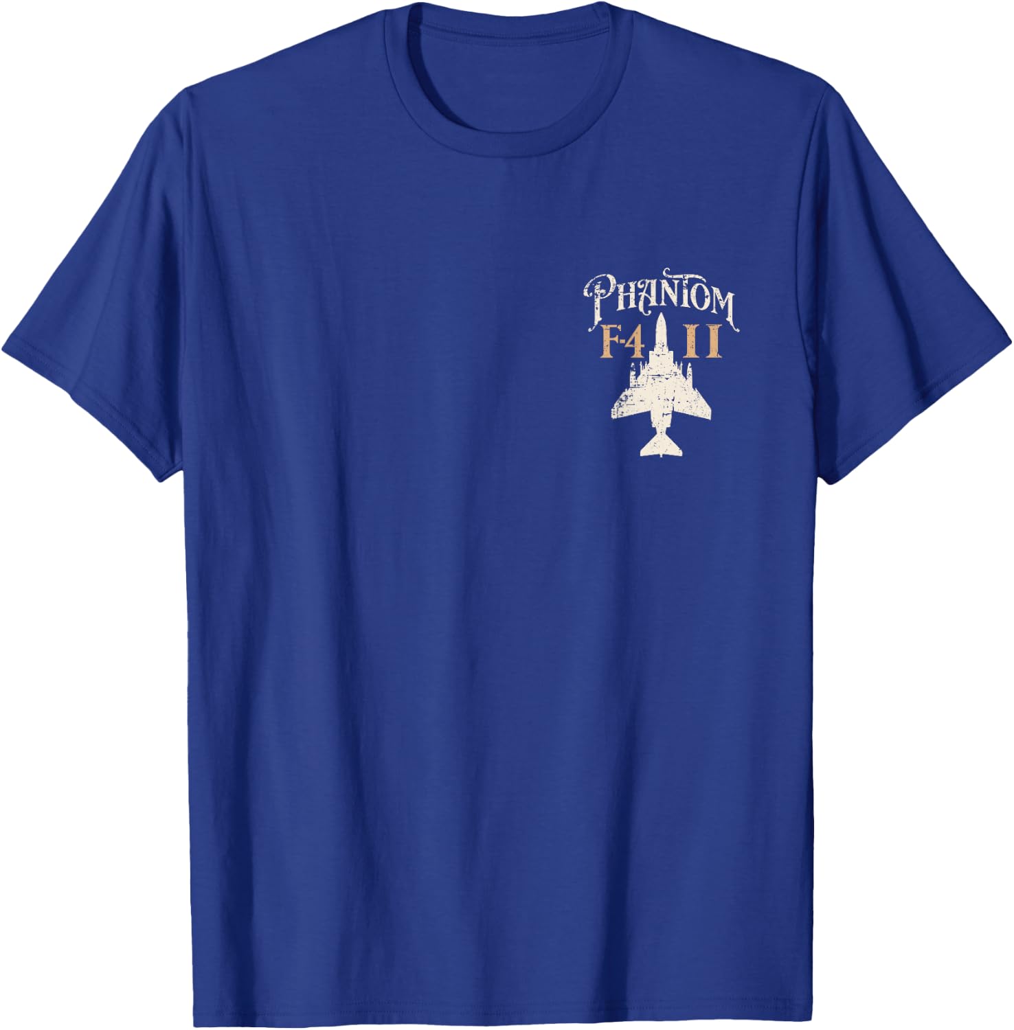 F-4 Phantom II Military Fighter Jet Distressed Design T-Shirt - T-Shirt | Royal