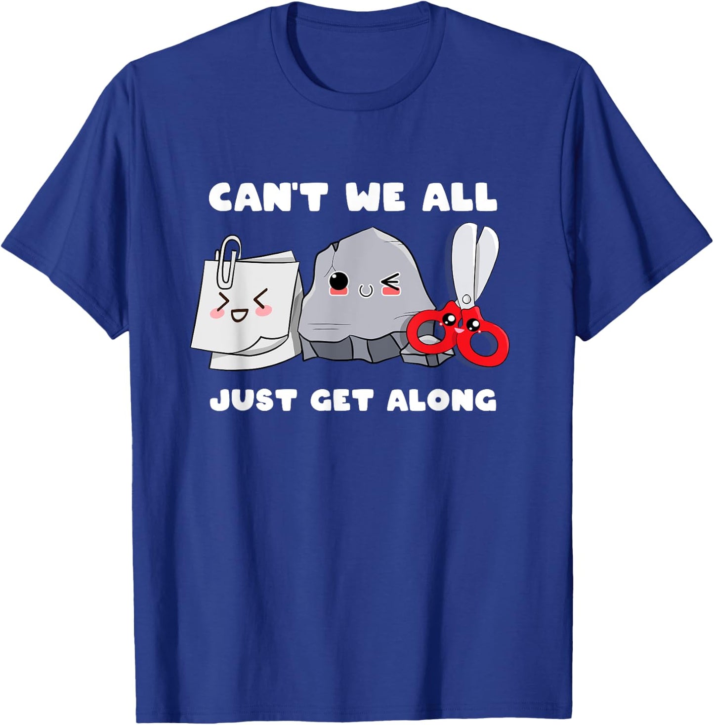 Can't We All Just Get Along Cute Rock Paper Scissors T-Shirt - T-Shirt | Royal
