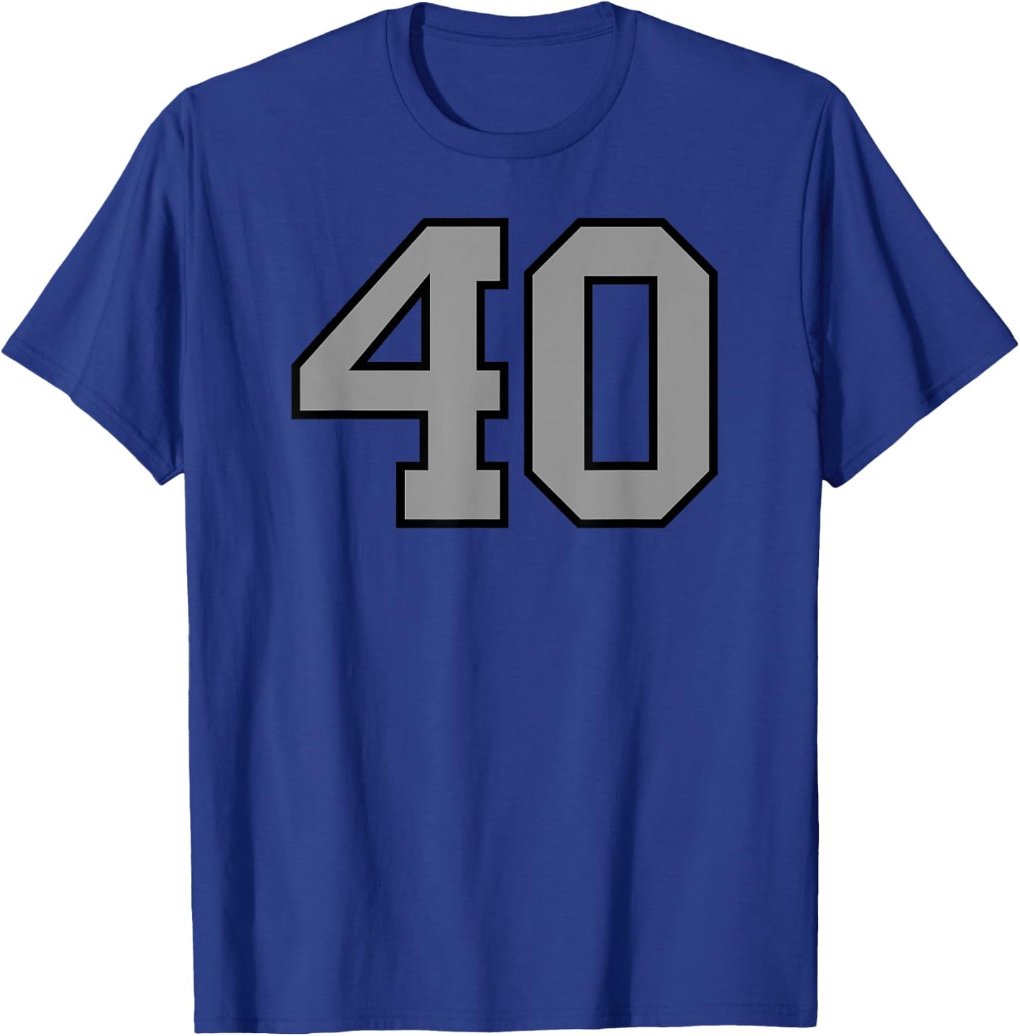 Black Silver Sports Team Number 40 T-Shirt - T-Shirt | Royal