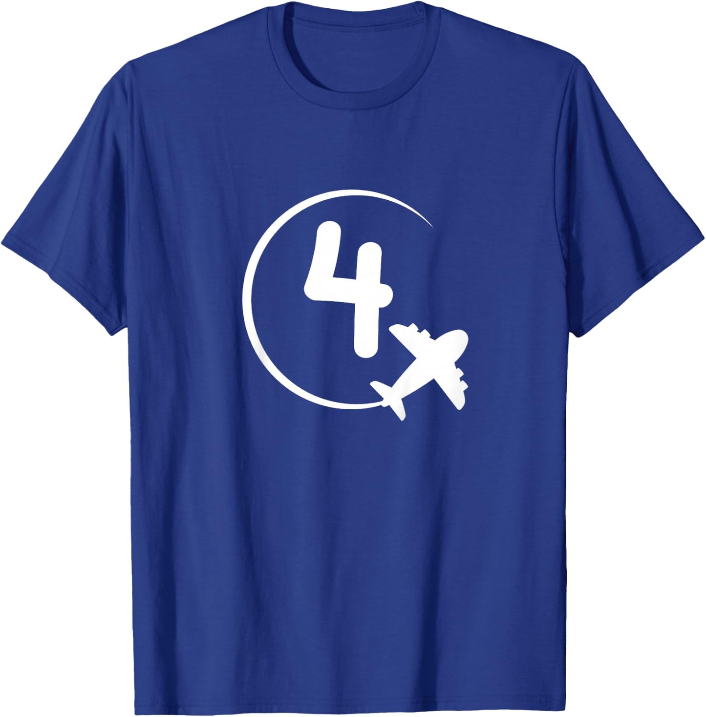 Kids Four 4 year old birthday Airplane shirt. Boy 4th birthday T-Shirt - T-Shirt | Royal