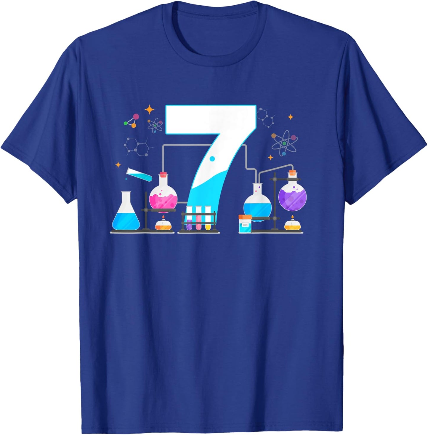 7 Year Old Kids Scientist 7th Birthday Kids Science T-Shirt - T-Shirt | Royal