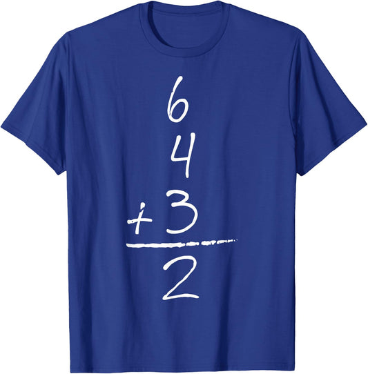 Baseball Inspired Math 6 4 3 2 Double Play Softball Game T-Shirt - T-Shirt | Royal