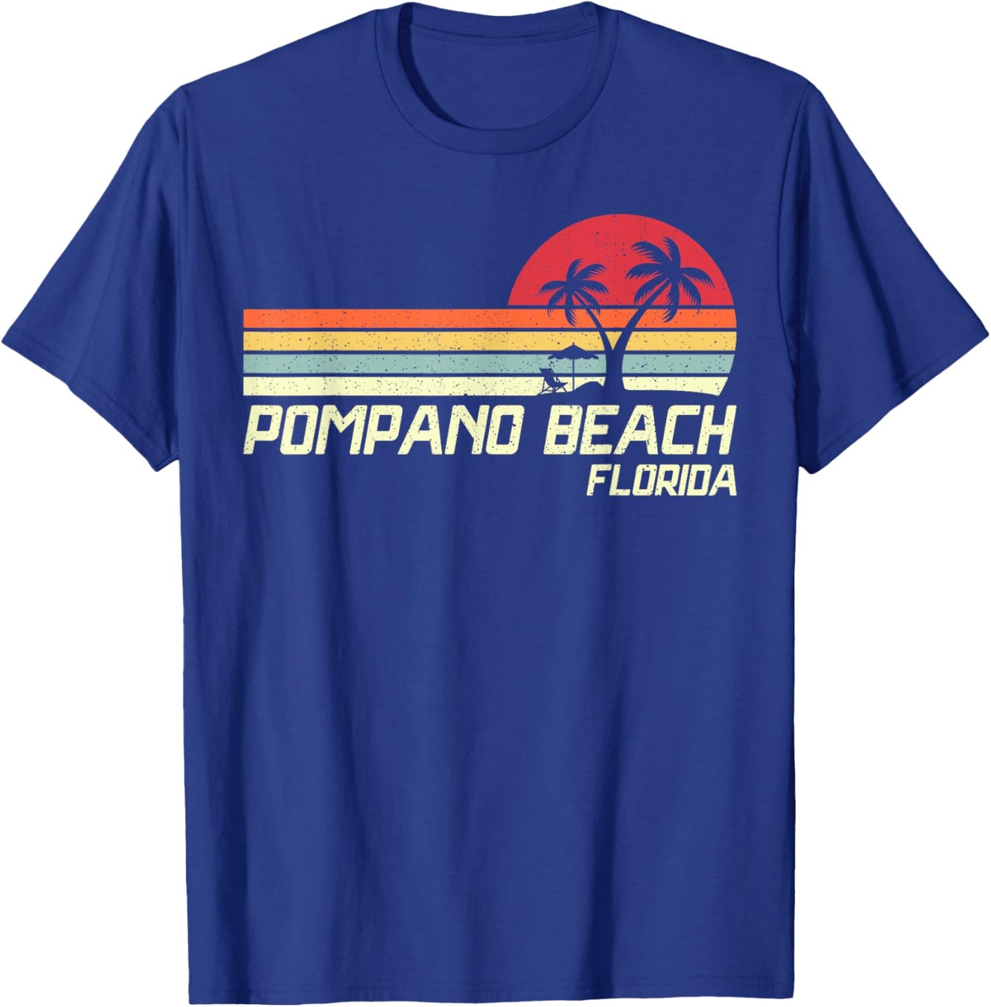 Summer Vacation Vintage Florida Pompano Beach T-Shirt - T-Shirt | Royal