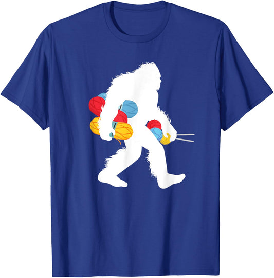 Bigfoot Knitting Sewing Needleworker Sasquatch Knitter T-Shirt - T-Shirt | Royal