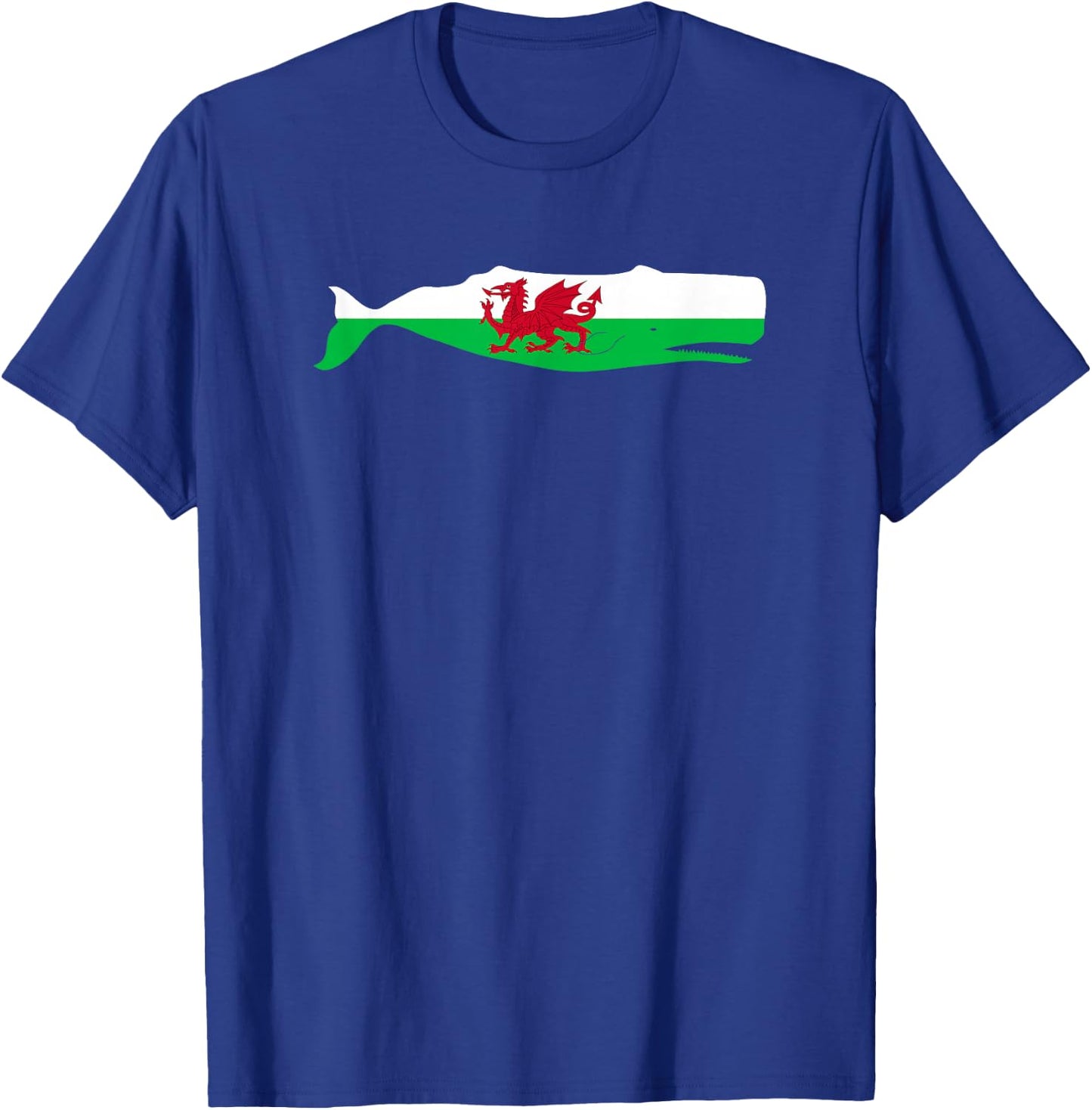 Funny Whale Wales Flag Pun for Welsh American Whales Lover T-Shirt - T-Shirt | Royal