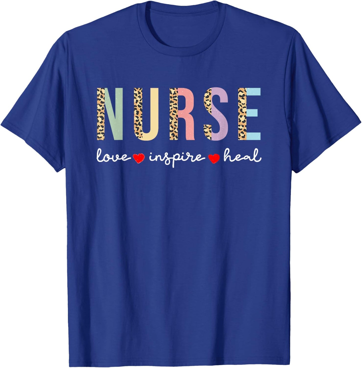 Leopard print Nurse Love Inspire Heal T-Shirt - T-Shirt | Royal