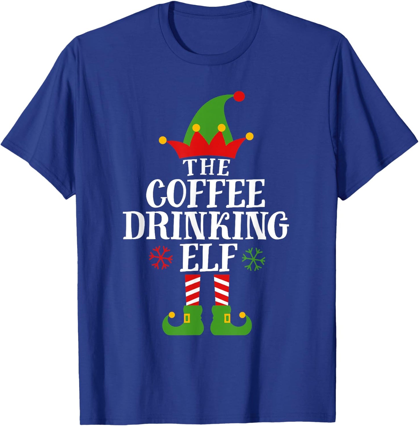 The Coffee Drinking Elf Funny Matching Family Christmas T-Shirt - T-Shirt | Royal