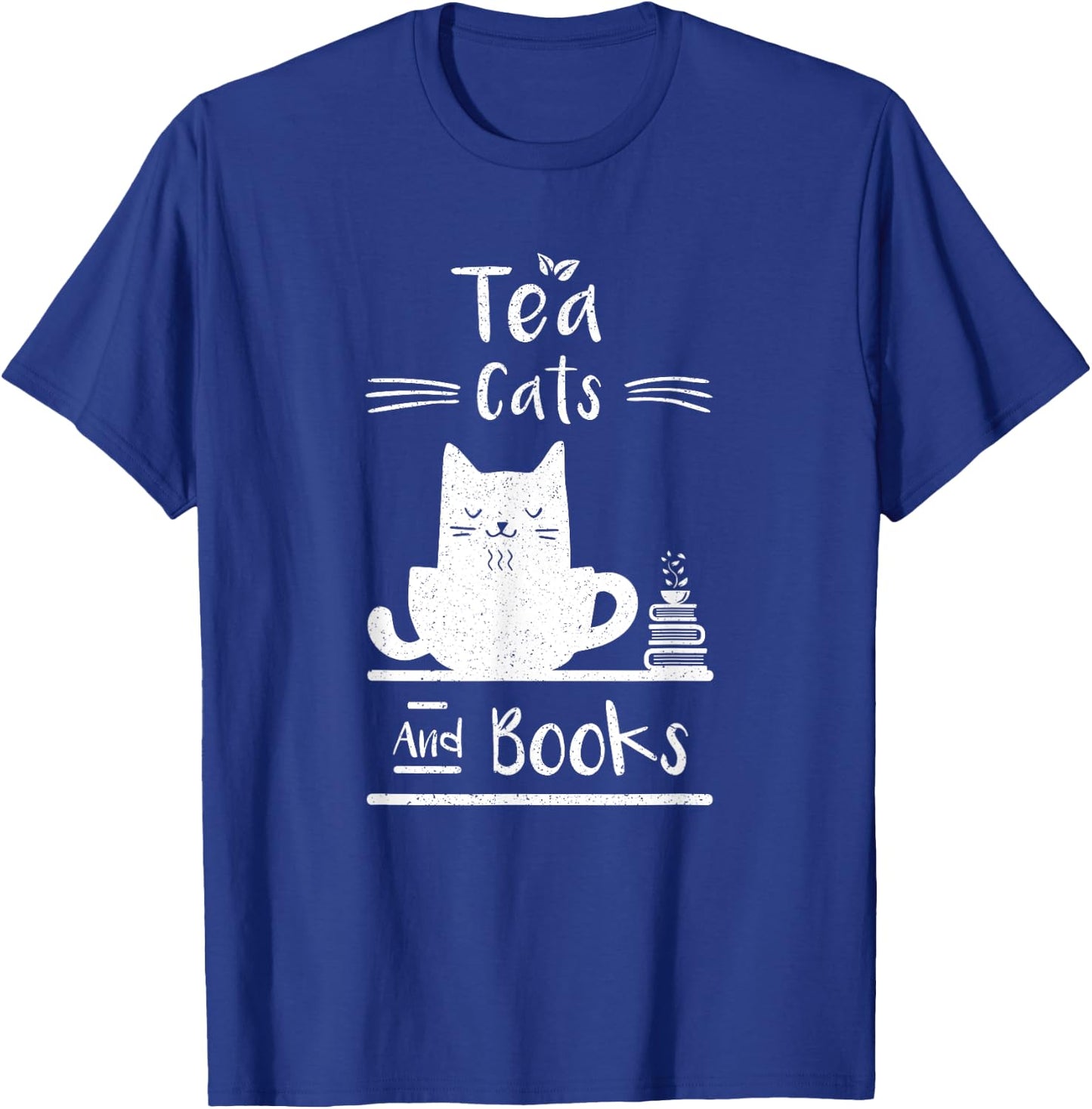Tea Cats And Books T-Shirt - T-Shirt | Royal