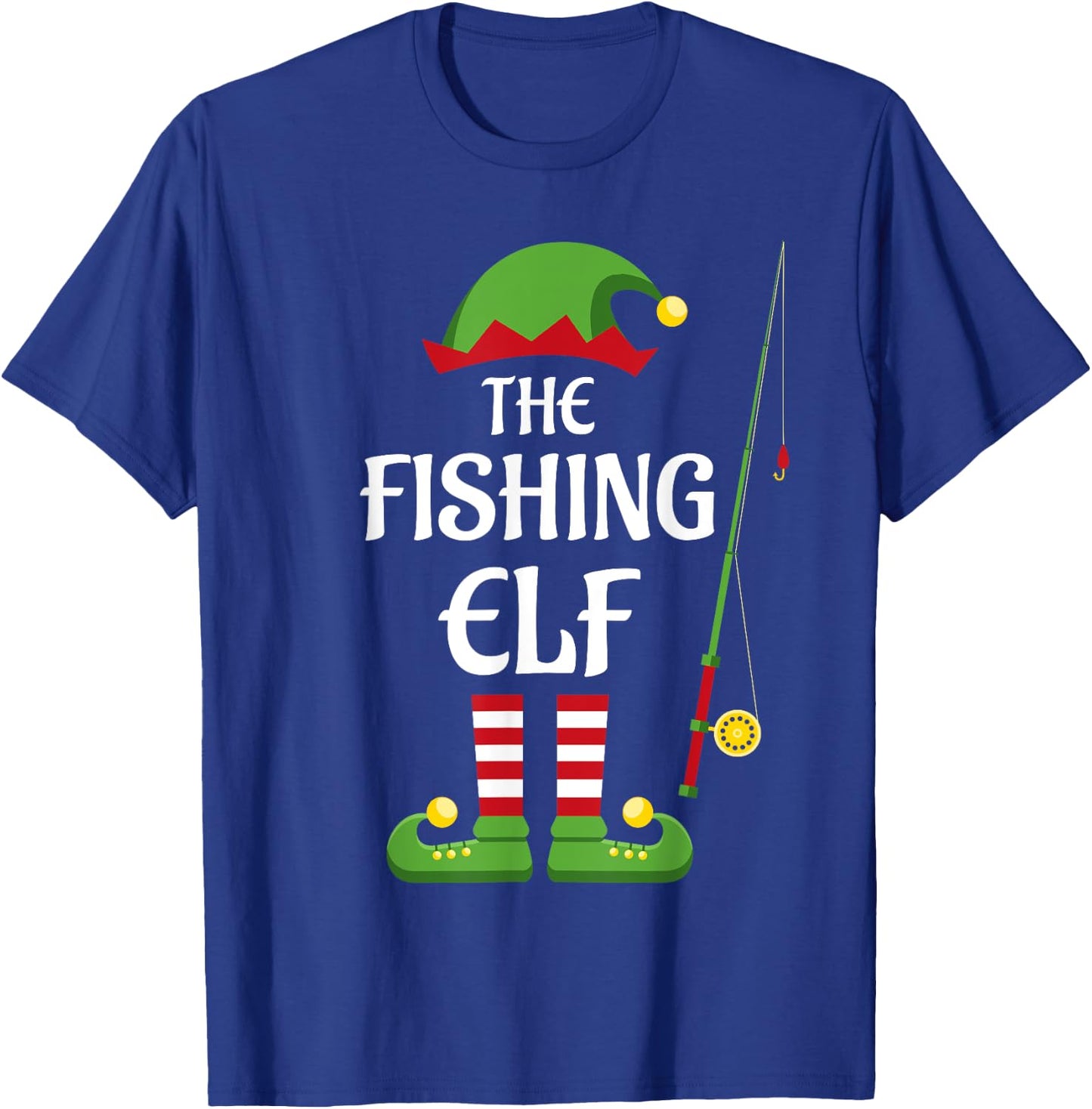 Fishing Elf Family Matching Group Christmas T-Shirt - T-Shirt | Royal